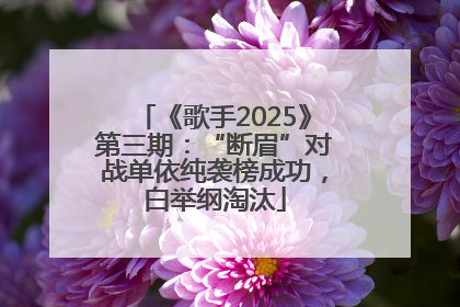 《歌手2025》第三期：“断眉”对战单依纯袭榜成功，白举纲淘汰