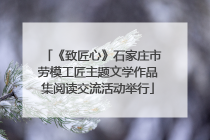 《致匠心》石家庄市劳模工匠主题文学作品集阅读交流活动举行