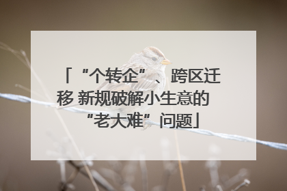 “个转企”、跨区迁移 新规破解小生意的“老大难”问题