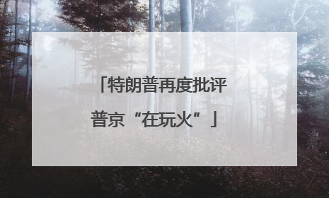 特朗普再度批评普京“在玩火”