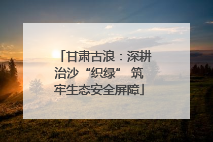 甘肃古浪：深耕治沙“织绿” 筑牢生态安全屏障