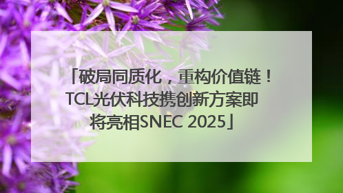 破局同质化，重构价值链！TCL光伏科技携创新方案即将亮相SNEC 2025