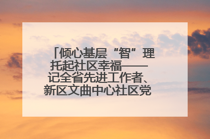 倾心基层“智”理 托起社区幸福——记全省先进工作者、新区文曲中心社区党委书记董世弘