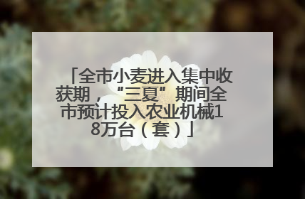 全市小麦进入集中收获期，“三夏”期间全市预计投入农业机械18万台（套）