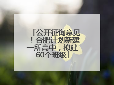 公开征询意见！合肥计划新建一所高中，拟建60个班级