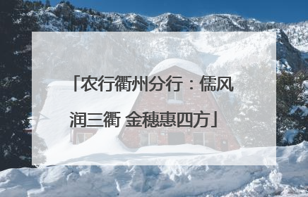 农行衢州分行：儒风润三衢 金穗惠四方