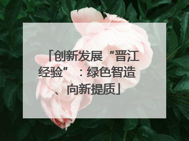 创新发展“晋江经验”：绿色智造、向新提质