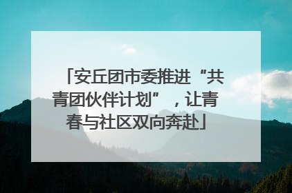 安丘团市委推进“共青团伙伴计划”，让青春与社区双向奔赴