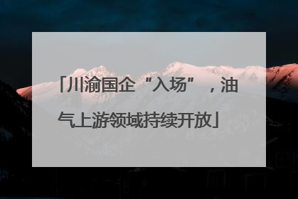 川渝国企“入场”，油气上游领域持续开放