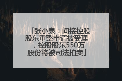 张小泉：间接控股股东重整申请被受理，控股股东550万股份将被司法拍卖