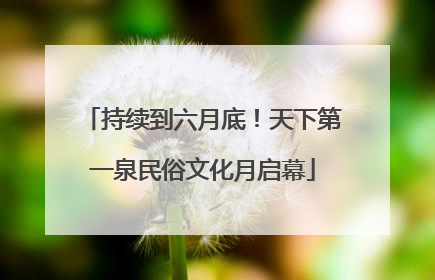 持续到六月底！天下第一泉民俗文化月启幕