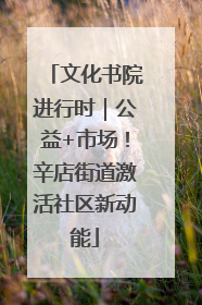 文化书院进行时｜公益+市场！辛店街道激活社区新动能