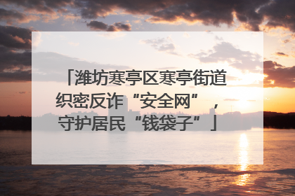 潍坊寒亭区寒亭街道织密反诈“安全网”，守护居民“钱袋子”