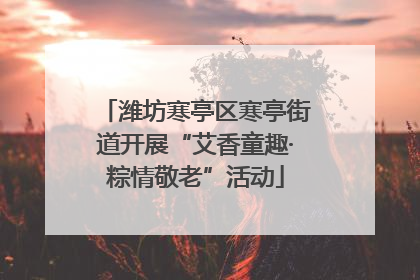潍坊寒亭区寒亭街道开展“艾香童趣·粽情敬老”活动