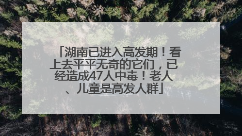 湖南已进入高发期！看上去平平无奇的它们，已经造成47人中毒！老人、儿童是高发人群