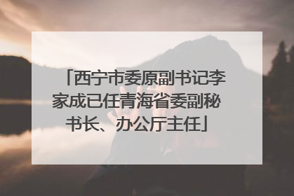 西宁市委原副书记李家成已任青海省委副秘书长、办公厅主任