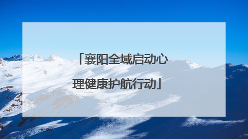 襄阳全域启动心理健康护航行动