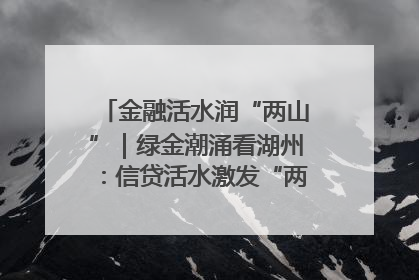 金融活水润“两山”｜绿金潮涌看湖州：信贷活水激发“两山”转化势能