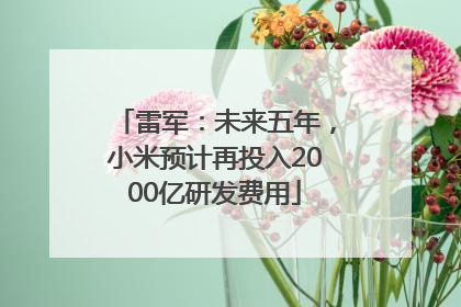 雷军：未来五年，小米预计再投入2000亿研发费用