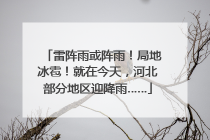 雷阵雨或阵雨！局地冰雹！就在今天，河北部分地区迎降雨……