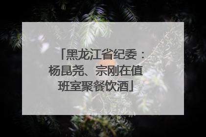 黑龙江省纪委：杨昆尧、宗刚在值班室聚餐饮酒