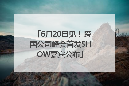 6月20日见！跨国公司峰会首发SHOW嘉宾公布